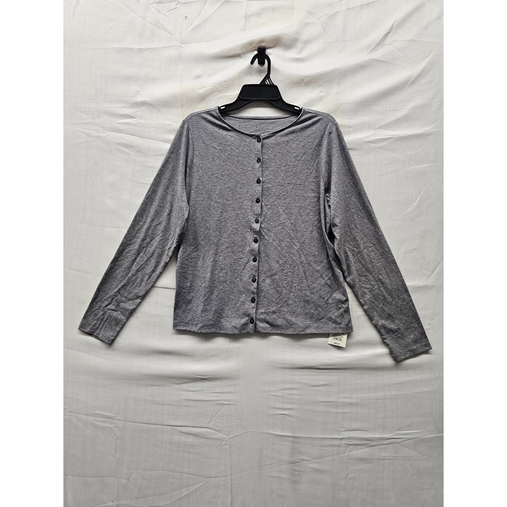 A New Day Womens Button Front Cardigan Gray Polyester Casual Stretch Size 2XL